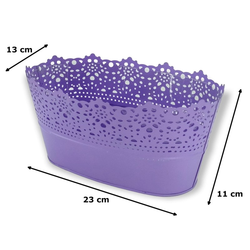 DARO DEKO Metal Flower Pot Bowl Purple 11 x 23