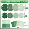 NatNarr Sage Green Plates and Napkins Set, Gradient Green Party