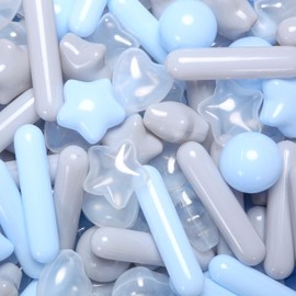 STARBOLO Ball Pit Balls for Toddlers - Macaron 100 Ball Pit Balls Crush Proof Plastic Toy Balls for Toddlers Ball Pits, Ball Pit Play Tent, Baby Pool Water Toys(Light Blue, Gray, Clear)