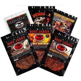 Jurassic Jerky Variety Pack – Delicious Gourmet Beef Jerky Sampler snack pack | Spicy, Sweet, & Savory Jerky | High Protein, Low Carb, Keto & Gluten-Free Snacks | Gift for men