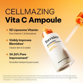Torriden - CELLMAZING Vita C Ampoule 1.01 fl. Oz Mildly Minimizing Sagging Pores and Refining Skin Texture using 5D Vitamin C, a Seaweed Complex, and Panthenol Korean Skin Care