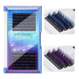 Nagaraku Extensiones De Pestañas Nagaraku Ombre Mix Púrpura Y Azul