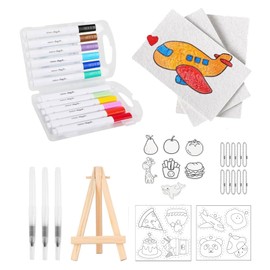 Magic Puffy Paint Kit-Magic Foam Texture Painting Kit, 3D Painting Kit with Foam Papers, Markers, Watercolor Pen, Beaded Chains & Mini Easel for Popcorn Texture Art - DIY Craft
