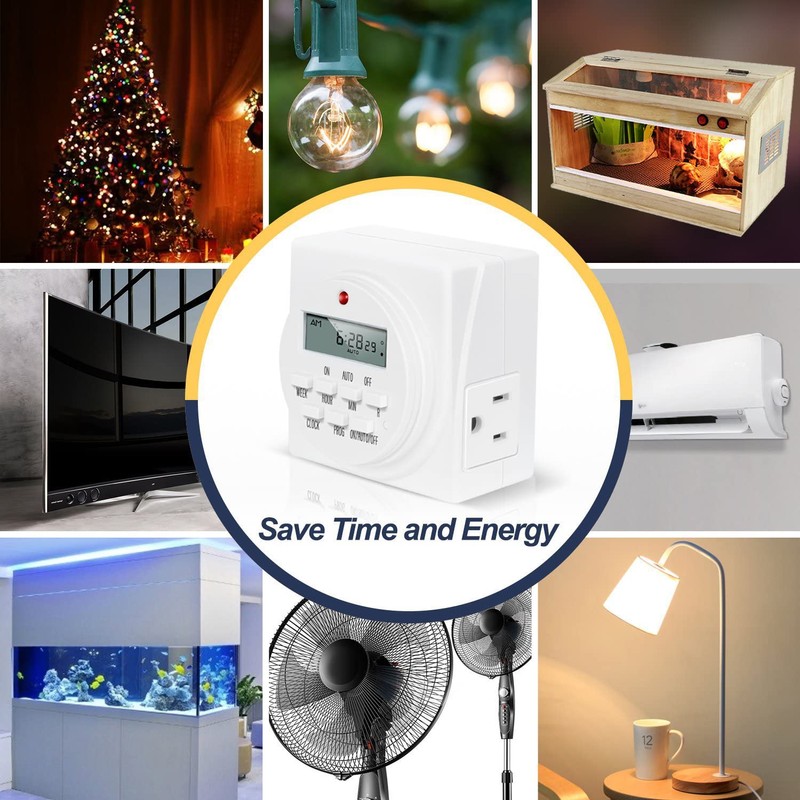 iPower 7 Day Heavy Duty Digital Programmable Electric Timer, Indoor