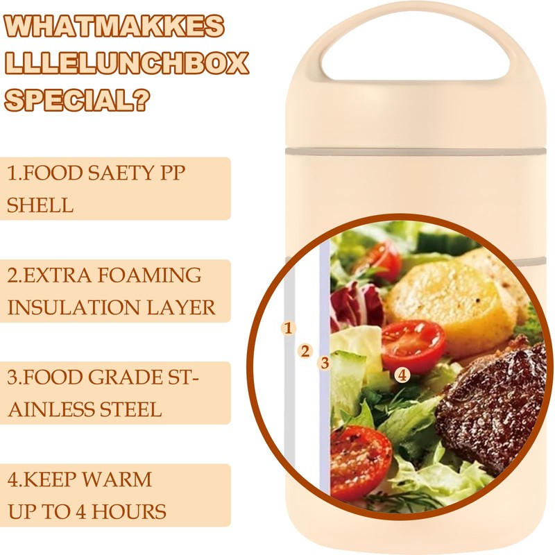 Stackable Stainless Steel Thermal Lunch Box with Lunch Bag and