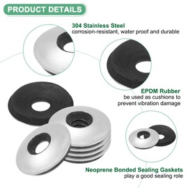 M METERXITY 100-Pack EPDM Bonded Sealing Rubber Washers, 304 Stainless Steel #12 x 5/8"OD Neoprene Rubber Washers Gasket for Bolts/Screws/Machinery/Ships/Roof