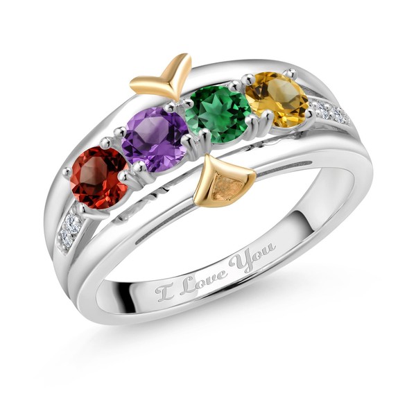 Gem Stone King 925 Sterling Silver and 10K Yellow Gold