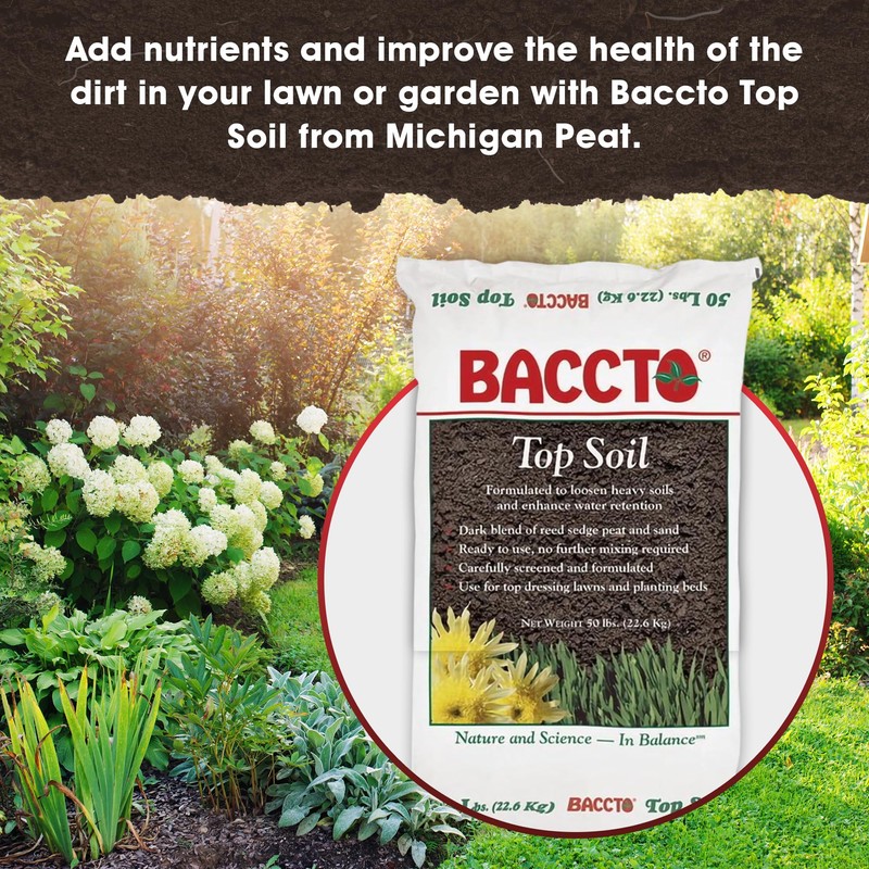 Michigan Peat Company Baccto Top Soil for Lawns, Patchworks, Gardens,