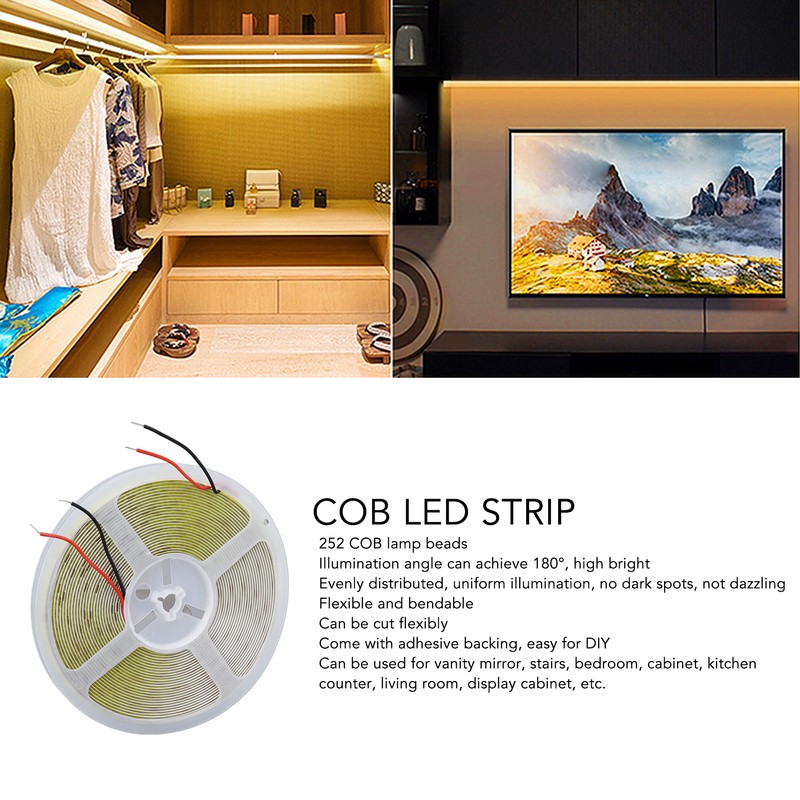 COB LED Strip Light 10m 110LM 252 Lamp Beads Cuttable
