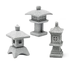 Saihisday - Estatuas de pagoda en miniatura, estilo japonés, decoración asiática, estatua cuadrada de pagoda china para jardín Zen, decoración de interiores y exteriores, kit de paisaje de micro