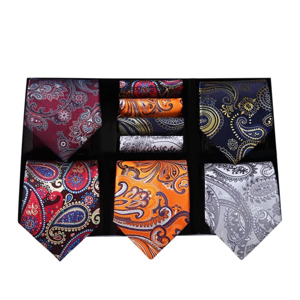 HISDERN Men's Necktie Collections, Lot 5 PCS Classic Men's Silk