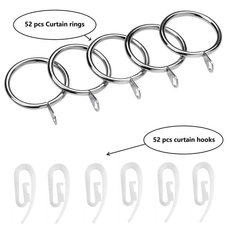 52 Set Metal Curtain Rings Drapery Curtain Hanging Rings with