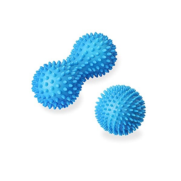 Zhio Spiky Massage Ball, 9cm Hedgehog Massage Ball and 15cm Foot Massager Roller, Massage Balls Set - Designed to Relieve Stress and Relax Tight Muscles