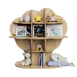 Unbranded Natural Wood Tree Kids Bookshelf Toddler Bookcase 4-Tier Baby Book Rack