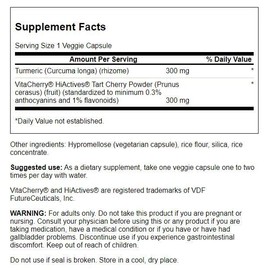 Swanson Hiactives Tart Cherry & Turmeric 60 Veg Capsules (2 Pack)