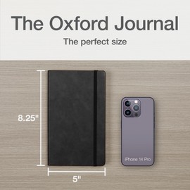 Oxford Journal, Lined Writing Notebook, Writer's Journal, Classic Notebook for School or Office, 240 Pages, 5" x 8.25", Hardcover, Black (75500)