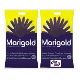 PURPLEFISH Marigold Extra Tough Outdoor Gloves XL (2 packs) containing 2 PAIRS of Protective Rubber Cleaning Strong gloves polybag packaging