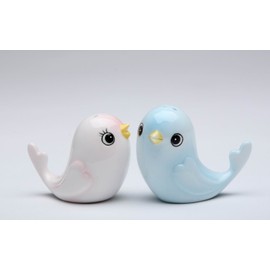 2.25 Inch Pale Pink Bird and Pale Blue Bird Salt and Pepper Shakers