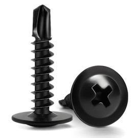 Sheet Metal Screws #8 x 3/4", 125pcs FIXLINK Phillips Modified Truss Head Self Tapping Screws for Metal, Self Drilling Screws, Black