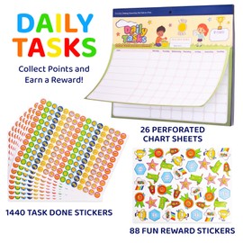 PUTSKA Behavior Reward Chart for Kids – Includes 26 Chore Charts & 1528 Stickers – Magnetic Chore Chart for Multiple Kids at Home to Build Responsibility & Positive Habits (Reward Chart)