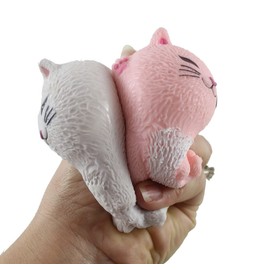 Set of All 4 Cat Soft Cream Doh Filled Stress Ball - Squishy Gooey Squish Sensory Squeeze Balls - Kitty Kitten Lover Gift (All 4 Color Cats)