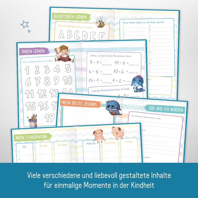 Endlich Schulkind! A5 memory album for school enrolment for boys