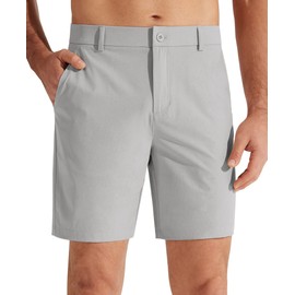 Libin Men's Golf Shorts 7" Work Dress Shorts Casual Flat Front Hybrid Shorts Lightweight Quick Dry Water Resistant, Light Grey, Size 36