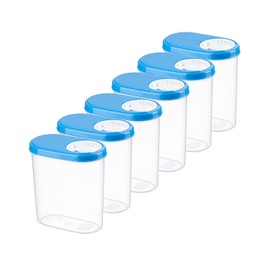 MiraHome Jars 0.3 L, Set of 6, Blue, Storage Jars with Lid, Airtight, Storage Container for Spices & Food, Food Storage Containers with Lid, Storage Box with Pouring Function