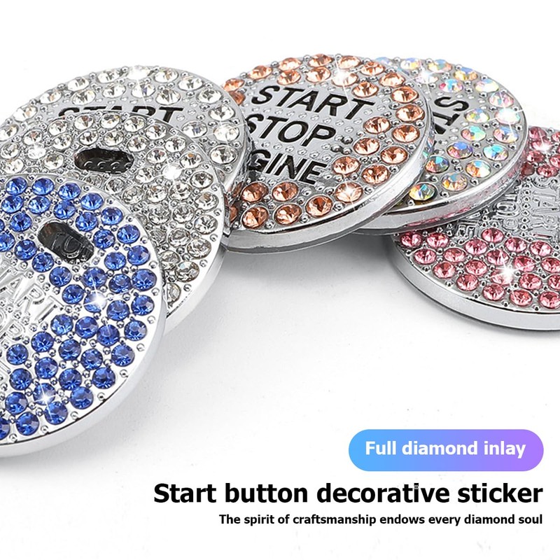 BELOMI 2 Pcs Bling Car Engine Start Stop Button Decorative