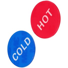 TOP-VIGOR 2Pairs/4Pcs Self Stick Hot/Cold Water Label, Acrylic Round Sticker Signs for Faucets Sinks, Red/Blue