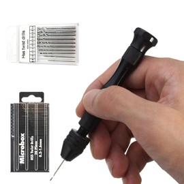 DXIA 31 Pieces Pin Vise Hand Drill Bits, Hobby Drill with Model Twist Hand Drill Bits Set, Precision Micro Mini Twist Drill Bit Set (0.3-3mm), for Manual Work, Electronic Assembling and Model Making