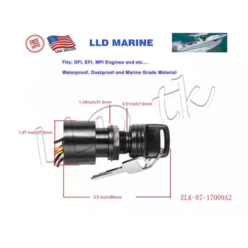 LLD_TK Ignition Switch for Mercury Outboard Control Box 6 Wire