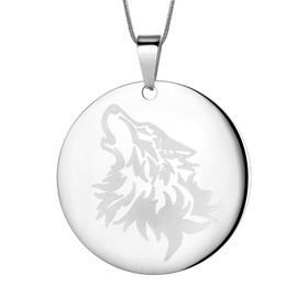 Viking Wolf Celtic Necklace Mens - Crescent Moon Wolf Necklace 316L Stainless Steel Norse Viking Pentagram Pentacle Pendant 18K Gold/Black Gun Plated Irish Knot Amulet Wicca Pagan Jewelry SP0070, Metal, No Gemstone