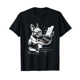 Cute French Bulldog Playing Piano Funny Dog and Piano Lover Men Women Kids T-Shirt