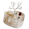 Rotating Jewelry Box with Lid Deer Antler Decoration 3 Layer