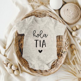 Hola Tia Spanish Surprise Pregnancy Announcement for Aunt - New Baby Announcement Gift for Sister (Natural)