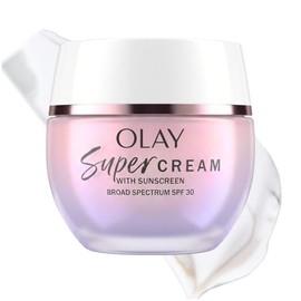 Olay Super Cream con protector solar SPF 30, hidratante facial ligero con protección solar, beneficios 5 en 1 para el cuidado de la piel, hidratante, 
