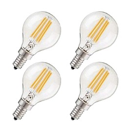 CTKcom G45 4W E14 Base Candelabra LED Bulbs Dimmable(4 Pack)-Vintage Edison LED Bulb 40W Equivalent 2700K Warm White Lamp for Home,Pendant Lights,Sconces,Antique Light Fixtures 110V~130V AC