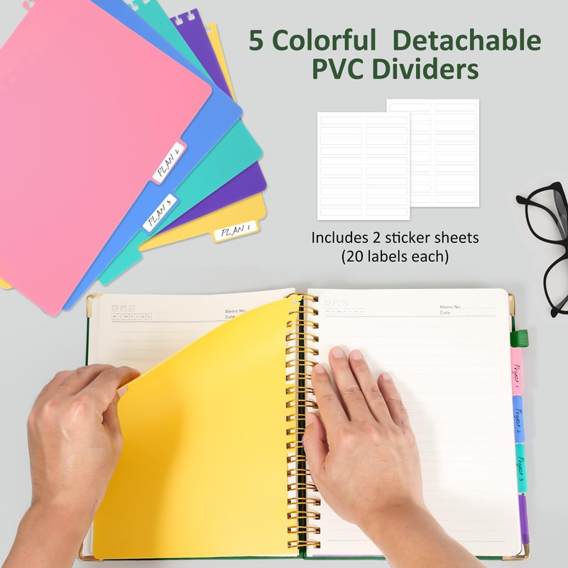 Hardcover Spiral Notebook Journal, 8"x10" Large B5 Notebooks with Removable