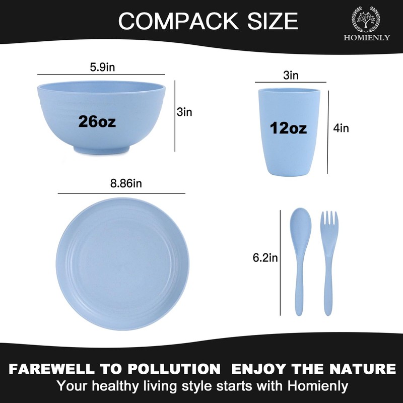 Wheat Straw Dinnerware Sets, 20 PCS Dishes Dinnerware Set Microwave