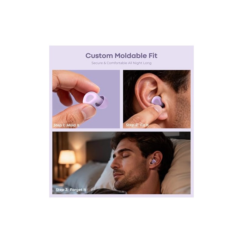 Tapones para oídos ajustables para dormir, SNR 38dB, de silicona