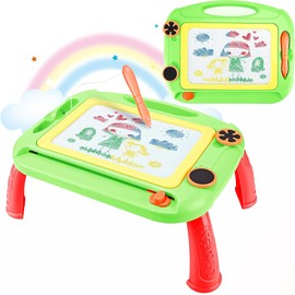 XFLYP Magnetic Drawing Board, Children's Toy from 1 2 3 Years, Writing Board for Magnetic Doodle Board with Removable Feet, Educational Puzzle Toy, Colourful Erasable Birthday Gift (Green)