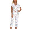 Lu's Chic Women's Cute Pajama Set Cotton Capri Loungewear Soft