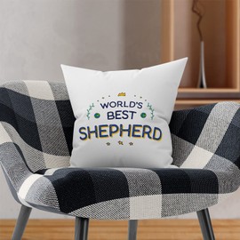 MUGFFINS SHEPHERD man Cushion Padding included - in English - World's Best - Funny gift - Pillow: cover and filling 15.7x15.7 inches