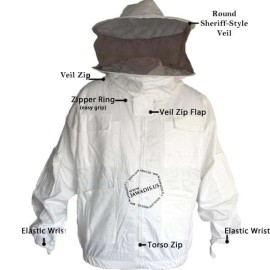 Jawadis USA Beekeeper Zip-Up Jacket with Removable Veil - Cotton, White, Size 3XL