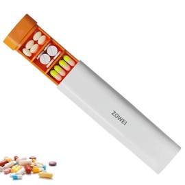 Shunshi Pill Box7 Day, Portable BPA-Free Pill Organiser, Tablet Organiser 7 Day 1 Times A Day Medication Organizer Weekly for Storing Vitamins, Medicines,Supplements During Travel or at Home (Orange&White)