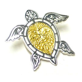 Maori Turtle Pendant Silver Partly Gold-Plated Sterling Silver Jewellery Unisex, Silver