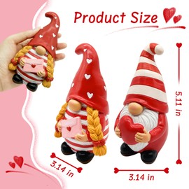Uniboho Valentines Day Decorations 2pcs Valentines Day Gnomes Resin with Heart and Envelope for Valentines Day Decor Holiday Present Ornaments Sweet Valentines Day Gifts for Him Her
