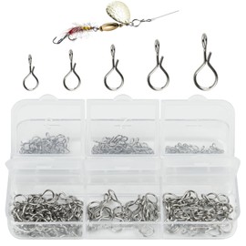 Realure 200 Pcs/5 Sizes Fly Fishing Snaps Kit XS# S# M# L# XL# Fly Hook Lure Snap Stainless Steel Quick Change Fishing Swivels No Knot Snap for Fly Fishing Jigs Lures Clips Swivels Tackle