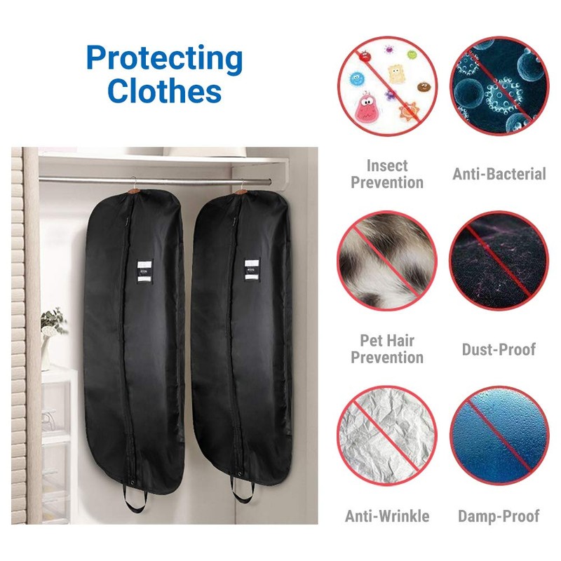ecooe 2 x Black Garment Bag Polyester Garment Cover Clothes
